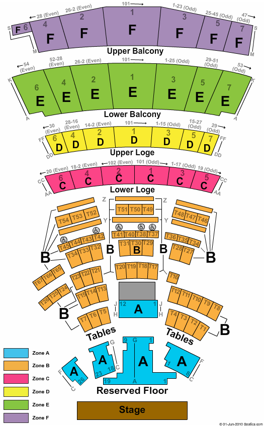 Warfield End Stage Zone Seating Chart